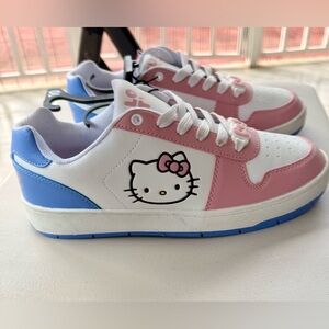 Hello Kitty by Sanrio, NWT, size 10, casual court sneakers: white, pink & light.